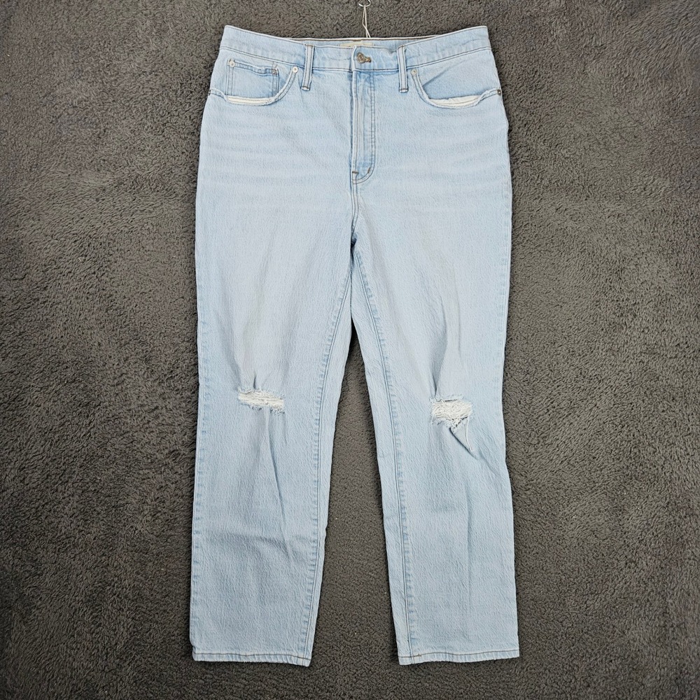 Madewell The Perfect Vintage Straight Jean Light Wash Distressed Blue 31